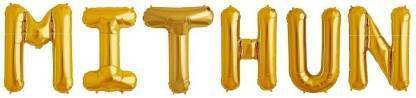 Bal samrat Solid "MITHUN" Decoration Golden Alphabet Foil Balloon For Birthday/Celebration/Surprise/Wedding Party Letter Balloon