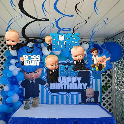 CAMARILLA Boss Baby Theme Swirls Set of (6+6) Pcs for Birthday Decoration for Boys , 1st Birthday Decoration for Boys