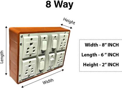 Everun electrical Extension switch board wire connection 2.5 MTR cable 6 A Four Way Electrical Switch