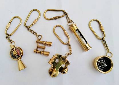 Ascent India Brass keychains set of 5 keyrings Key Chain