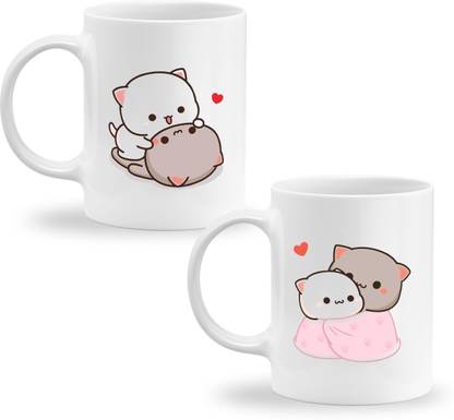 cahnun Goma & Peach Bear Printed Couple Coffees Ceramic Coffee Mug