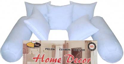 Decor Polyester Fibre Cushion Pack of 7 Solid KANHA DIWAN FIBRE SET PACK OF 7 ( 5 CUSHION & 2 BOLSTER)