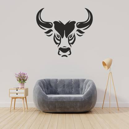 Digi2cart 70 cm CATTLE, BEEF WITH 2 FREE BIKE, CAR, FRIDGE, AC, SWITCHBOARD Self Adhesive Sticker