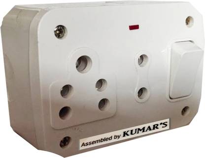 KUMAR MULTI OUTLET BOARD WITH 1 (5 PIN SOCKET + 2 PIN SOCKET )& 1 SWITCH COMES WITH 10 MTR WIRE WITH 2 PIN PLUG 1  Socket Extension Boards