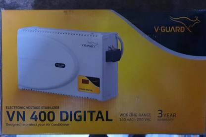 व-गार्ड VN 400 1.5 टन तक AC के लिए डिजिटल 160-280V इलेक्ट्रॉनिक वोल्टेज स्टेबलाइज़र