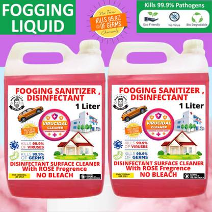 the man choice NEW Disinfectant FOGGER Sanitizer Liquid for FOOGING MACHINE SOLUTION (ANTI GERM CLEAN) 2 Ltr.Disinfectant Liquid for Fumigation, Hospital, School, Office & Home Sanitizer - ROSE Fragrance. ( PACK OF 2 ).