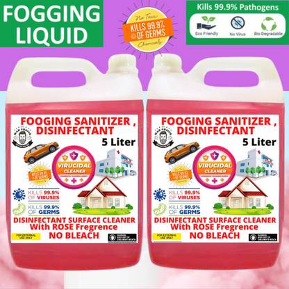 the man choice NEW Disinfectant FOGGER Sanitizer Liquid for FOOGING MACHINE SOLUTION (ANTI GERM CLEAN) 10 Ltr.Disinfectant Liquid for Fumigation, Hospital, School, Office & Home Sanitizer - ROSE Fragrance.( PACK OF 2 )