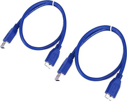 GITRU Micro USB Cable 2 A 0.6 m Pack of 2 60Cms USB 3.0 Cable Cord for Portable External Hard Drive Super Speed 5Gbps USB A to Micro B Device HDD Cable,Blue