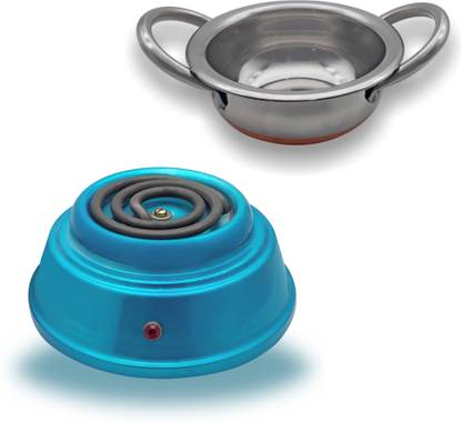 Orbon Baby 700 Watts Electric Coil Cooking Stove | Electric Cooking Heater | Induction Cooktop | Hot Plate Cooking Stove | Compact Stove | Food Warmer | Works With All Cookwares | With Mini Kadhai Combo (Blue) Electric Cooking Heater