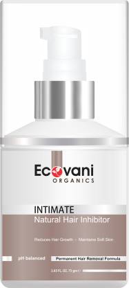 ecovani Intimate Hair Inhibitor| Permanent Hair Removal Formula| pH Balanced| Organic Hair Retarder For Men and Women Cream