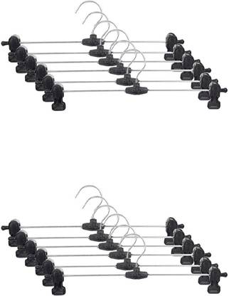 Ayaan stainless steel hangers with adjustable plastic non slip clips. Steel Trousers Pack of 12 Hangers For  Trousers