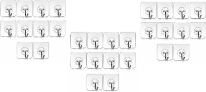 LandVK Pack of 30 Adhesive Hooks for Wall Heavy Duty Wall Hooks, Sticky Hooks (10 Kg Capacity) Hook 30