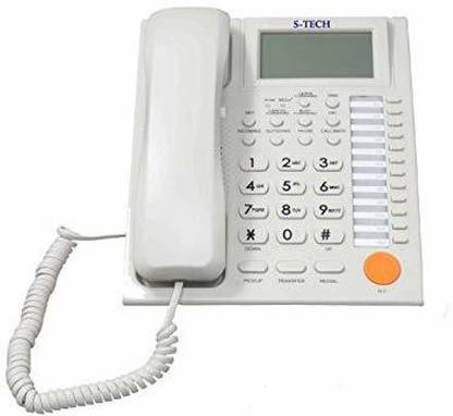 S-tech Corded Landline Phone with Caller Id and Handsfree Function Supported by Date/Time Display & 11 Speed dial Button Corded Landline Phone