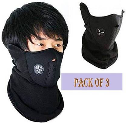 V E Anti Pollution mask Anti Pollution & Anti Dust Protection Half Face Mask for Bike Riding for Men & Women (Black)(Pack of 3)