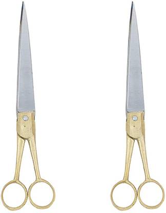 Mancloem World Tailoring and barber Scissors with Golden Brass Handle Scissors (Set of 2, Silver) Scissors