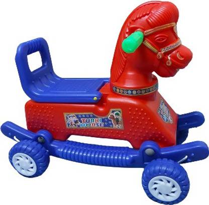 KC COLLECTION TURKISH RIDER HORSE Baby Toy Horse rocker Non Battery Operated Ride On (Red, blue) (multicolor)