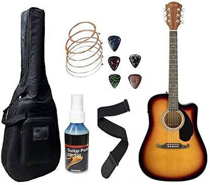FENDER FA125CE Electric Acoustic Guitar With Sponge Bag, Belt, String Set, & Plectrums Combo Pack (SB) Semi-acoustic Guitar Mahogany Spruce Right Hand Orientation