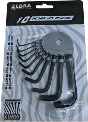 Zebra Premium Tools Z-A01 Allen Wrench Set of 10 Wrenches | Hex Key Set 10 Sizes Allen Key Set