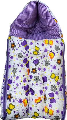 Kid's Charm Kid’s Charm 3 in 1 Baby's Cotton Bed Cum Carry Bed Printed Baby Sleeping Bag-Baby Bed-Infant Portable Bassinet-Nest for Co-Sleeping Unisex Baby Bedding for New Born 0-8 Months Old (Butterfly Violet) 3 in 1 Carry Bed with Carry Bag Luxury Crib