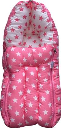 Kid's Charm Kid’s Charm Milky Star 3 in 1 Baby's Cotton Bed Cum Carry Bed Printed Baby Sleeping Bag-Baby Bed-Infant Portable Bassinet-Nest for Co-Sleeping Unisex Baby Bedding for New Born 0-6 Months Old (Pink) 3 in 1 Carry Bed with Carry Bag Luxury Crib