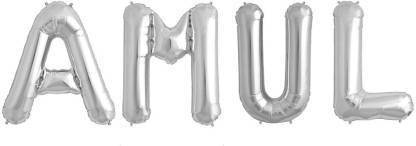 Offer99 Solid "AMUL" Name Decoration Letter Foil Balloon For Birthday/Celebration/Surprise/Wedding Party Silver Color Letter Balloon Letter Balloon