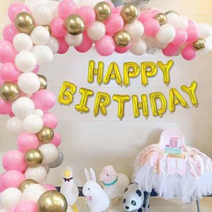 a-one suppliers Solid 1 Happy birthday latter foil balloon Pink White gold latex balloon for birthday Balloon