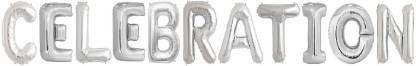 Offer99 Solid "CELEBRATION" Name Decoration Letter Foil Balloon For Birthday/Celebration/Surprise/Wedding Party Silver Color Letter Balloon Letter Balloon