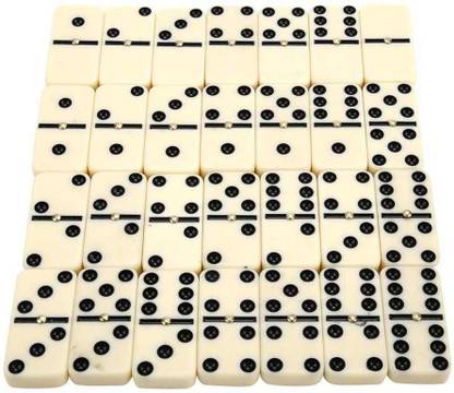 Mubco 28 Piece Double Six White Tiles | Black Dot | Domino Classic Number Traditional Game | Zipper Carry Pouch Educational Board Games