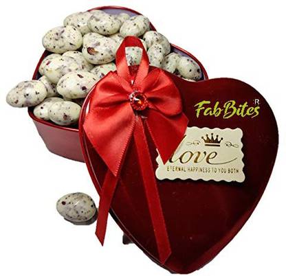 FabBites Chocolate Coated Roasted Almonds ( White Chocolate Rose Flavor ) Truffles