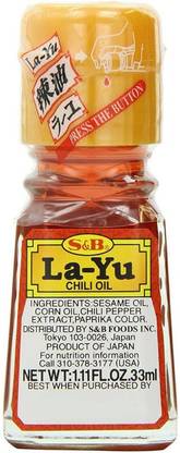 S&B La-Yu Chili Oil With Chili Pepper 1.11 Fl. Oz Chilli Oil Glass Bottle