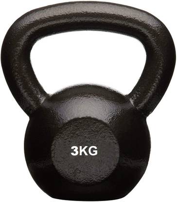 SG fitness Powder Coated Solid Cast Iron Kettlebell Weights 3 KG Black Kettlebell