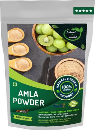 NATURAL AND HERBAL PRODUCTS Amla Powder (Indian Gooseberry,Emblica Officinalis) For Hair Growth, Skin Care(Face Mask) and Lose Weight - 100 Gm