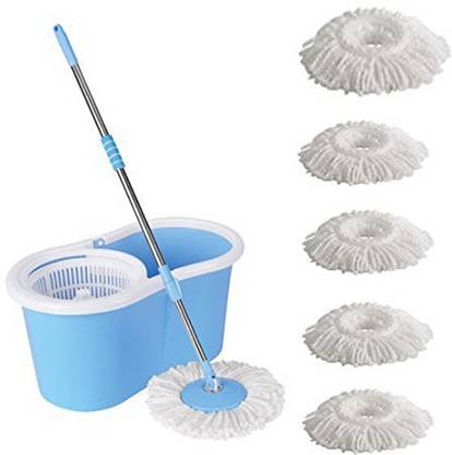 ECO SHOPEE ECO SHOPEE PVC SUPER MAGIC MOP WITH FIVE MICROFIBER (Product Colour may vary as availability) Mop Set