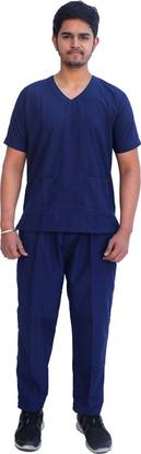 Satyam Dresses NAVY BLUE SCRUB SUIT SIZE XXL / 44 Shirt, Pant Hospital Scrub