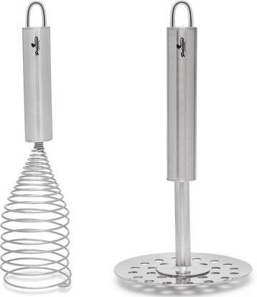 PALOMINO Stainless Steel Kitchen Essentials MASHER | EGG BEATER (EGG WHISKER) | VEGETABLE MASHERS stainless Steel KITCHEN TOOL SET2 Kitchen Tool Set