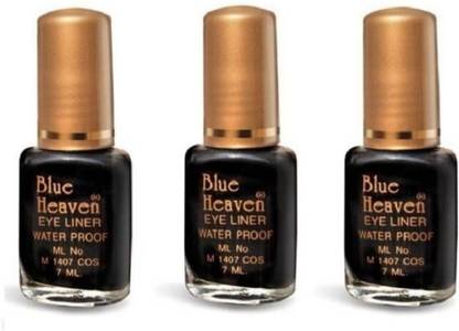 BLUE HEAVEN Waterproof Eyeliner Regular 7 ml (Black) pack of 3 pc 21 ml
