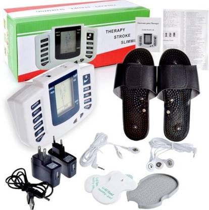AGAM Tens Electrical Nerve Stimulation Physiotherapy Pulse Digital Massage Machine For Body Pain Relief Management with 4 Pads and slippers Massager