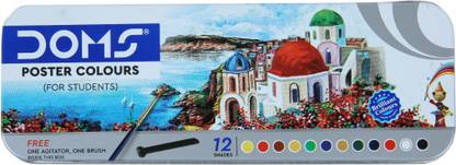 DOMS Non-Toxic Poster Colour Set with Dual Paint Brush in Tin Box