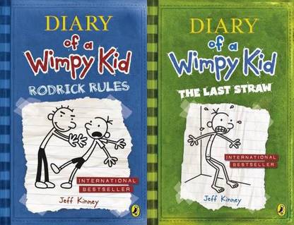 Set Of 2 (Two) Books Of Diary Of A Wimpy Kid By Kinney Jeff: Rodrick Rules, The Last Straw