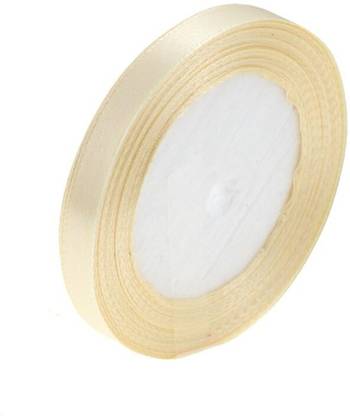 Sharum Crafts Off White 10mm Single Face Satin Ribbon Wedding Decoration Gift Christmas Ribbons (10 Meter/roll) Beige Satin Ribbon