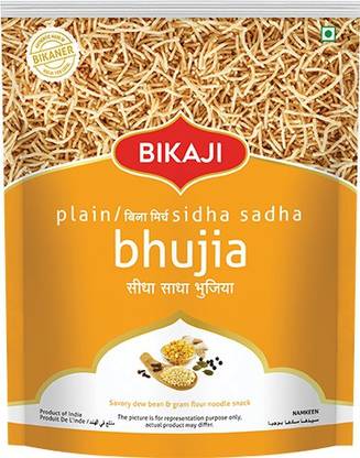 Bikaji Plain Sidha-Sadha Bhujia Barik Sev - Plain Bhujia Snacks - Crispy Fried Sticks Namkeen