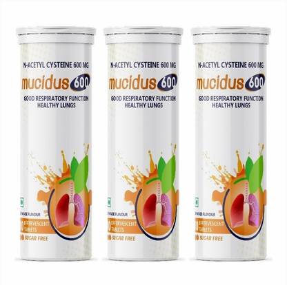 Radiplex Mucidus N-Acetylcysteine 600 mg Effervescent Tablets Orange Flavour (3 x 10 Tabs)
