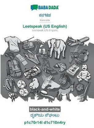 BABADADA black-and-white, Kannada (in kannada script) - Leetspeak (US English), visual dictionary (in kannada script) - p1c70r14l d1c710n4ry