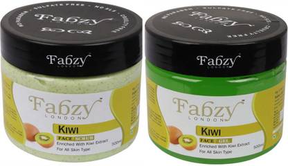 fabzy London Kiwi Scrub 500 ml + Kiwi Gel 500 ml ( Pack Of 2 x 500 ml )