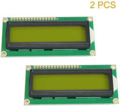 PRIMETRONIX 16x2 LCD Display Module Based on HD44780 Controller Character Black on Green with Backlight for Arduino (Pack of 2 ) Educational Electronic Hobby Kit