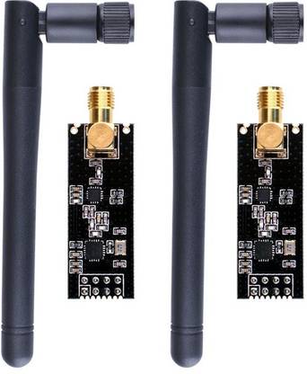 Grahikum NRF24L01+PA+LNA Wireless Transceiver RF Transceiver Module 2.4G 1100m with Antenna in Antistatic Foam Compatible Arduino(Pack of 2) Electronic Components Electronic Hobby Kit
