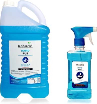 KESUDA 5 liter advanced alcohol based hand sanitizer with 1 liter blue spray(5L+1L) Hand Rub Can