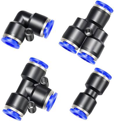 GTH Pneumatic 5/16 inch or 8mm od Push to Connect Fittings Pneumatic Fittings Kit 2 Spliters+2 Elbows+2 tee+2 Straight (8 pcs) Hose Connector