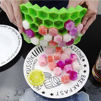 Alciono Flexible Maker Mold (7.7 in X 4.5 in X 0.9 inch) Multicolor Silicone Ice Cube Tray