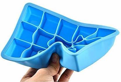 SKGREEN Ice Cube Trays Large Silicone Ice Tray Easy-Release Square Ice Cubes 15 Cavities Flexible Ice Cube Molds Stackable Flexible, BPA Free Multi Color Multicolor Silicone Ice Cube Tray